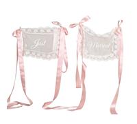 Juego de decoración para respaldo de silla de boda con cintas fáciles de atar, B | Paneles de encaje transparente y diseño de cinta para atar para decoración de asientos de recepción de boda