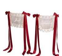 Juego de decoración para respaldo de silla de boda con cintas fáciles de atar, E | Paneles de encaje transparente y diseño de cinta para atar para decoración de asientos de recepción de boda