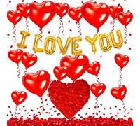 Juego de decoración romántica para el día de San Valentín, decoración de boda con corazón, globos de helio, guirnalda con 500 pétalos de rosa para bodas, fiestas, decoración del día de San Valentín