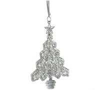 Juego de decoraciones de árbol de Navidad de acrílico plateado, transparente, para colgantes colgantes de estilo cristal con formas de estrella de ángel, bolas modernas, para una elegante exhibición
