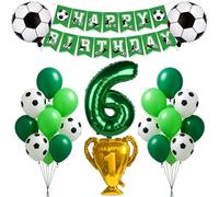 Juego de decoraciones de cumpleaños número 6, decoraciones de cumpleaños de fútbol, decoración de globos, telón de fondo de fotos para niños y niñas que cumplen 6 años, suministros de fiesta de fútbol