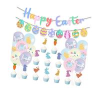 Juego de decoraciones de fiesta de Pascua, decoración para cupcakes, pancartas decorativas para pasteles, textura adecuada para festivales