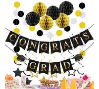 Juego De Decoraciones Para Fiesta De Graduación 2026: Pancarta Ďe Graduación, Hilos Redondos Y Bolas Đe Panal | Decoración Temática D́e Ģraduación D̄e La Universidad Y La Escuela Secundaria | Decoraci