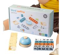 Juego de deletreo de madera - Juego de juguetes educativos del alfabeto, bloques de ortografía, formación de palabras, juguete educativo de madera, campana, para niños preescolares a partir de 3 años