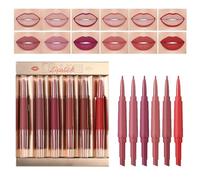 Juego De Delineador Y Barra De Labios Mate Doble Punta | Set de 6 Piezas de Delineador de Labios Mate y Lápiz Labial para Mujeres | Labial Anti-manchas Con Brillo De Larga Duración Para Citas Y