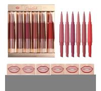 Juego De Delineador Y Barra De Labios Para Mujer | 6 Piezas de Lápiz Labial Mate con Delineador - Brillo de Maquillaje de Mancha Doble Cabeza para Novia Hermana Madre Esposa