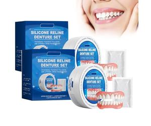 Juego de dentadura postiza de silicona, dientes de silicona, kit de relleno de silicona para dentaduras postizas (2 juegos)