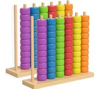 Juego de desafío de combinación de Colores de Madera, Rompecabezas apilable para familias y Adultos con más de 60 desafíos lógicos, Juego de Velocidad y Estrategia para reuniones nocturnas de ju 2PCS