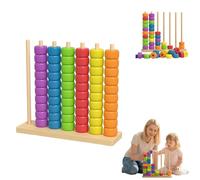 Juego de desafío de madera, juego de rompecabezas apilable de anillos arcoíris de ritmo rápido para aprender y clasificar el color, rompecabezas apilable para familiares y adultos, juegos de velocidad