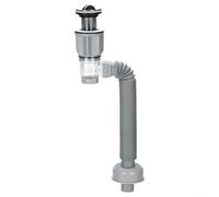 Juego de desagüe de desagüe para lavabo con colector de pelo, instalación sin herramientas, desbordamiento ranurado, gris, 40 cm