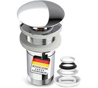 Juego de desagüe desplegable con rebosadero, fregadero universal de latón cromado que incluye 3 sellos para válvula de drenaje, juego de desagüe