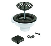 Juego de desagüe excéntrico GROHE, para Fregaderos de cocina con 1 cubeta, con marco, tapa cuadrada, 40400AL0, Color: grafito duro cepillado