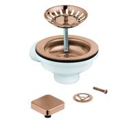 Juego de desagüe excéntrico GROHE, para Fregaderos de cocina con 1 cubeta, con marco, tapa cuadrada, 40400DL0, Color: cálido atardecer cepillado
