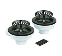 Juego de desagüe GROHE, sin excéntrica, para Fregaderos de cocina con 1 cubeta, con elemento de tapa, 40997AL0, Color: grafito duro cepillado