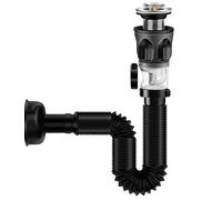 Juego de desagüe para lavabo, desagüe de lavabo con tubo de desagüe flexible retráctil, kit de sifón, tapón de desagüe pop-up, antiobstrucción, olor e insectos, tubo de desagüe de PVC resistente