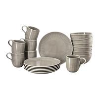 Rosenthal Joyn Grey - Juego de 18 vasos de gres, vajilla, servicio de café, platos de desayuno, vasos, cuencos, sopas, cereales, gris