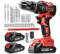 Juego de destornillador/taladro inalámbrico 25 + 3, compatible con batería Makita de 18 V, incluye 2 baterías de 2,0 Ah y cargador, 21 V, 60 Nm de par de torsión, 2 velocidades, ideal para casa y