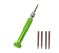 Juego de destornilladores 5 en 1 con 5 puntas, mango de aleación de aluminio para teléfono, reloj, computadora, herramientas de reparación compatibles con (verde)