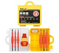 Juego de destornilladores aislados, 14 piezas, punta magnética, herramientas de electricista con estuche intercambiables