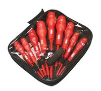 Juego de destornilladores aislados para electricistas, 9 piezas ranuradas y para herramientas manuales Phillips con voltaje de 1000 V, puntas de acero en diseño de mango rojo, PH3-PH6 y 3-6 mm