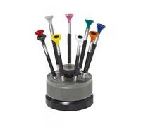 Juego de Destornilladores Bergeon, Soporte Giratorio, 9 Destornilladores Bergeon Cubiertos de Elastómero y 9 Cuchillas - Mechas - Lamas de Repuesto, Nº 6899-S09