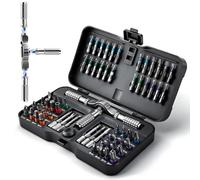 Juego de destornilladores de carraca, 66 en 1 juego de destornillador carraca magnéticos, puntas de acero S2, mango en T extraíble para tornillos de para muebles, instrumentos de precisión, etc