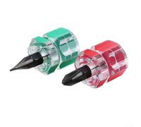 Juego de destornilladores de cruz Stubby - 2 piezas de mango corto para Phillips y herramienta de reparación ranurada para espacios reducidos, construcción de acero, 37 x 18 mm, 6 mm