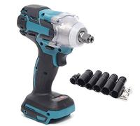 Juego de destornilladores de impacto con batería, compatibles con carraca, 1/2 pulgadas, 520 Nm, juego de llaves de vaso sin escobillas para llave de impacto Makita de 18 V con gancho, sin batería ni