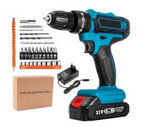 Juego de destornilladores de impacto con batería de 18 V, compatible con batería Makita, taladro con 26 piezas de accesorios, portabrocas de 10 mm, 2 niveles ajustables con batería, taladro de luz LED