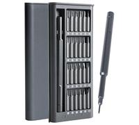 Juego de destornilladores de precisión 25 en 1 - Brocas magnéticas S2 + mango, funda de aluminio - Micro kit de reparación electrónica con 24 puntas: Torx, cruz, ranura, hexagonal, pentalobe
