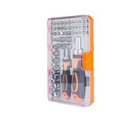 Juego de destornilladores de trinquete 42 en 1 con estuche de almacenamiento y mango de trinquete giratorio, mecanismo reversible de 36 dientes, puntas de acero al cromo vanadio para reparación del