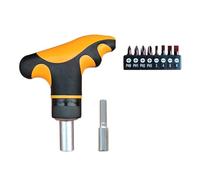 Juego de destornilladores de trinquete con mango en T con destornillador de broca de 1/4 pulgadas, rotaciones de doble dirección para reparaciones y mantenimiento del hogar, cabezal de destornillador