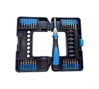 Juego de destornilladores de trinquete de 72 dientes con adaptador de zócalo, metal cromo vanadio, 38 piezas, funda compacta azul para el hogar, reparaciones profesionales, mecanismo eficiente