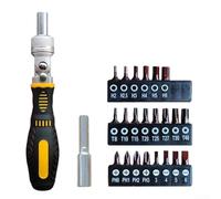 Juego de destornilladores de trinquete de 72 dientes con mango flexible, destornillador bidireccional de aleación de acero, soporte de brocas de 6,35 mm para espacios reducidos, mango flexible en