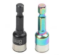 Juego de destornilladores de tuerca hexagonal de 8 mm con funda de bola de acero no magnética para taladros eléctricos y llaves de impacto en acabado de metal (2 piezas)