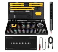 Juego de destornilladores eléctricos 71 en 1 con par ajustable 0.15-0.35 Nm, luz LED, batería recargable tipo C de 550 mAh, caja de almacenamiento magnética y acero 68