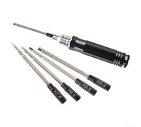 Juego de destornilladores hexagonales, 4 en 1 de acero inoxidable de 1,5 a 3,0 mm, mango negro de 160 mm de longitud, ligero de 53 g para helicópteros a control remoto, coches, drones, aviones modelo