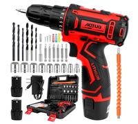 Juego de destornilladores inalámbricos de 12 V, atornillador inalámbrico con 2 baterías y cargador, 25 + 1 niveles de par de giro, 25 N.m, destornillador de impacto máximo, 2 velocidades y LED,