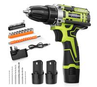 Juego de destornilladores inalámbricos pequeños de 12 V, atornillador inalámbrico con 2 baterías de 2000 mAh, portabrocas de 3/8", 18+1 par de giro, luces LED y 2 marchas, taladro de batería máx. de