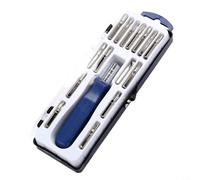 Juego de destornilladores magnéticos 16 en 1 para teléfonos móviles, tabletas, cámaras, kit de herramientas de mano, reparación de dispositivos electrónicos, azul y plateado