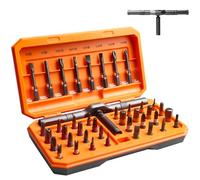 Juego de destornilladores magnéticos 42 en 1 con mecanismo de carraca, destornilladores de trinquete para bricolaje, 40 puntas + mango de trinquete extraíble, juego de herramientas de reparación para