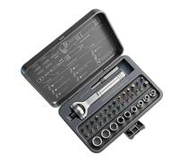 Juego de destornilladores magnéticos de carraca 40 en 1 - Aluminio Cromo Vanadio 12,3 x 3,2 x 2,8 cm, 127 g, cabeza de 270 °, 60 dientes, kit de herramientas de reparación para computadora, bricolaje