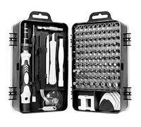 Juego de destornilladores multifuncionales 115 en 1 para reparación de teléfonos de reloj, kit de herramientas manuales con 98 puntas y 17 accesorios, negro, azul, amarillo, rojo, morado (negro)