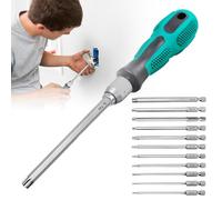 Juego de destornilladores Torx, 12 unidades, incluye destornilladores y 11 puntas Torx de 100 mm de largo, TorxT6 T7 T8 T9 T10 T15 T20 T25 T27 T30 T40 para tornillos de perfil T