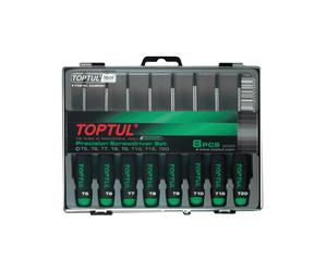 Juego de destornilladores torx TOPTUL de precisión 8 uds. (T5 T6 T7 T8 T9 T10 T15 T21)
