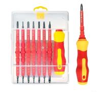 Juego de destornilladores VDE 14 en 1, kit de destornilladores magnéticos de 8 piezas con herramienta manual eléctrica aislada para resistencia de voltaje de 380 V, construcción de acero al cromo