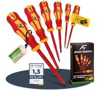 Juego de destornilladores VDE magnéticos - 6 piezas - 3 cruzados - 3 planos - aislados hasta 1000 V - Fabricados en acero S2 de calidad industrial (Sin bolso, A00169)