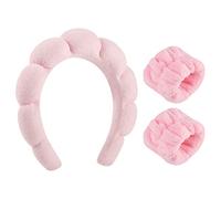 Juego de diadema de maquillaje y muñequera para mujer, diademas de esponja para lavado facial, cuidado de la piel, ducha, eliminación de maquillaje