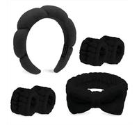 Juego de diadema de spa caqui, diadema para lavar la cara, esponja para el cuidado de la piel, diademas de maquillaje para mujer, diadema de piel con lazo suave, diadema de burbujas para lavar la cara