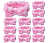 Juego de diadema de spa de 12 piezas para mujer, envolturas de pelo de franela con lazo ajustable para maquillaje, cuidado de la piel, hora del baño o relajación
